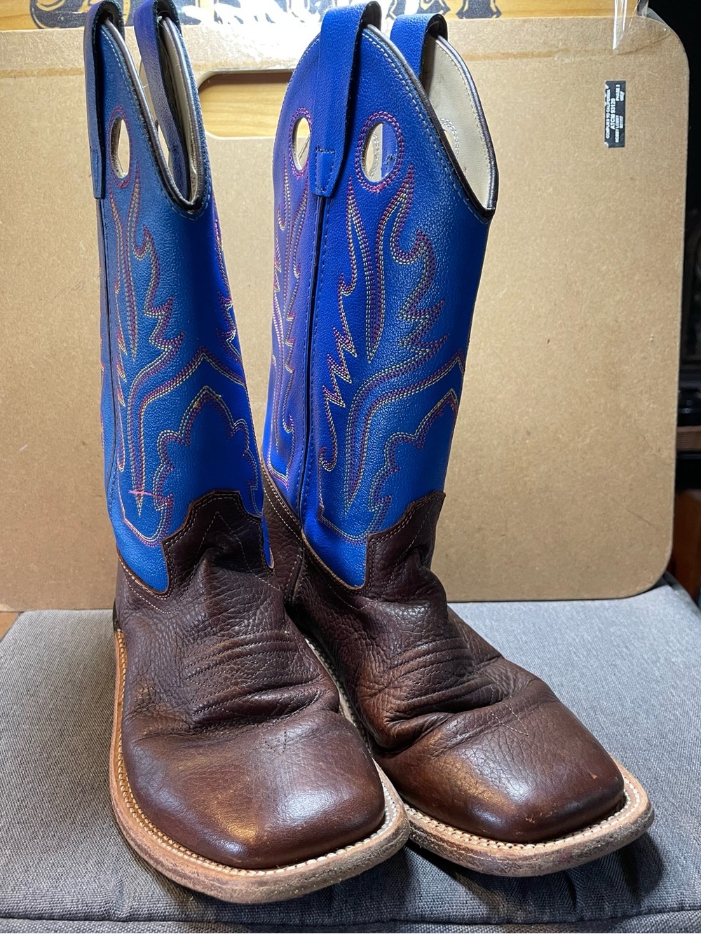 Old West Brown Foot Blue Shaft Western Pull-On Boots